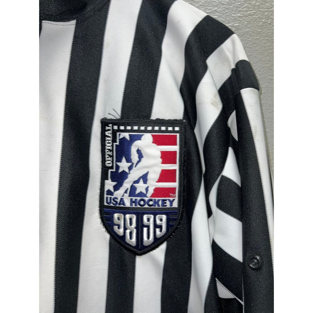 Vintage USA Hockey Referee Jersey Official Black White Long Sleeve 98 90s VTG XL - Picture 3 of 12